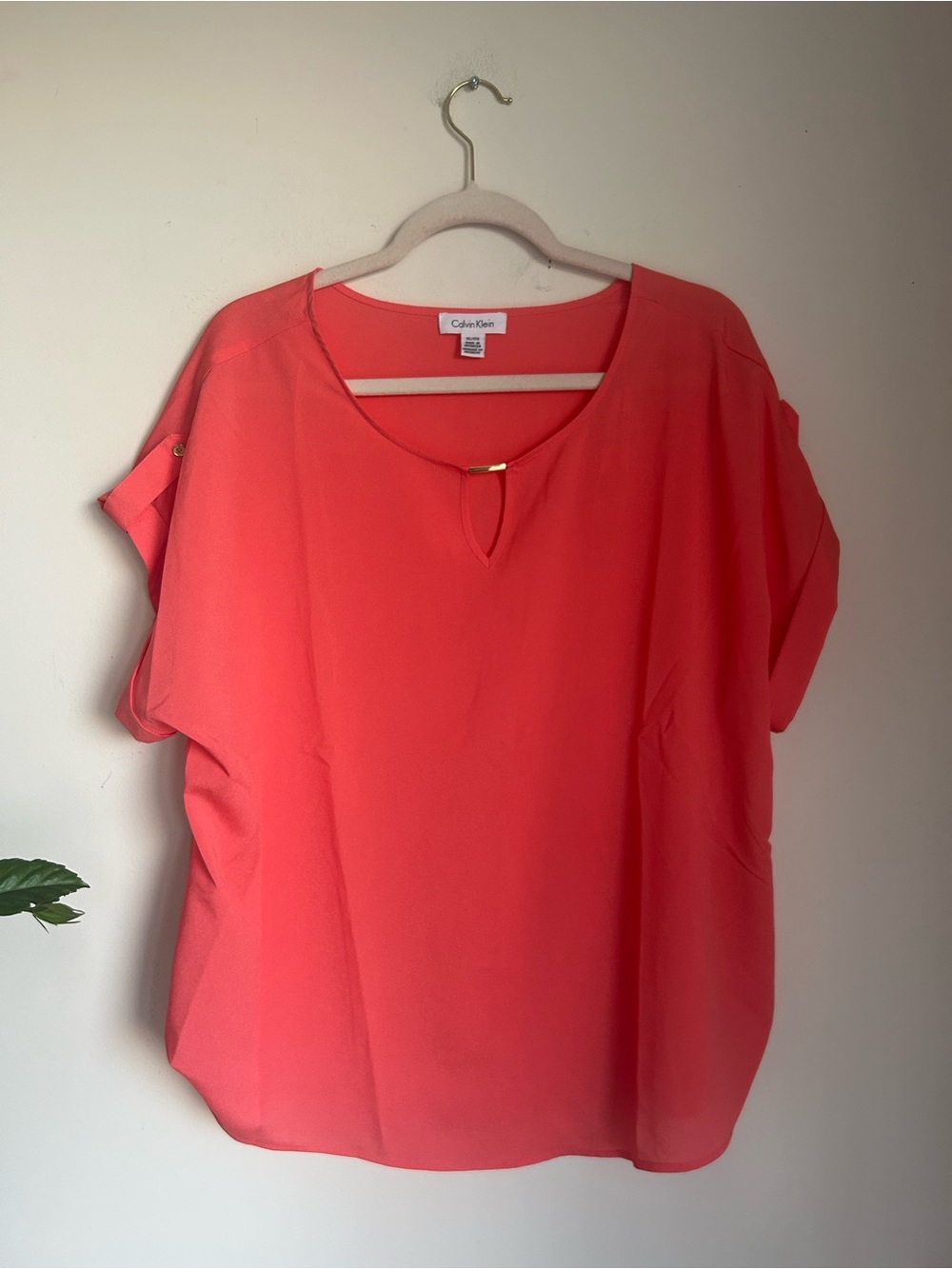 Calvin Klein Coral Short-Sleeve Blouse
